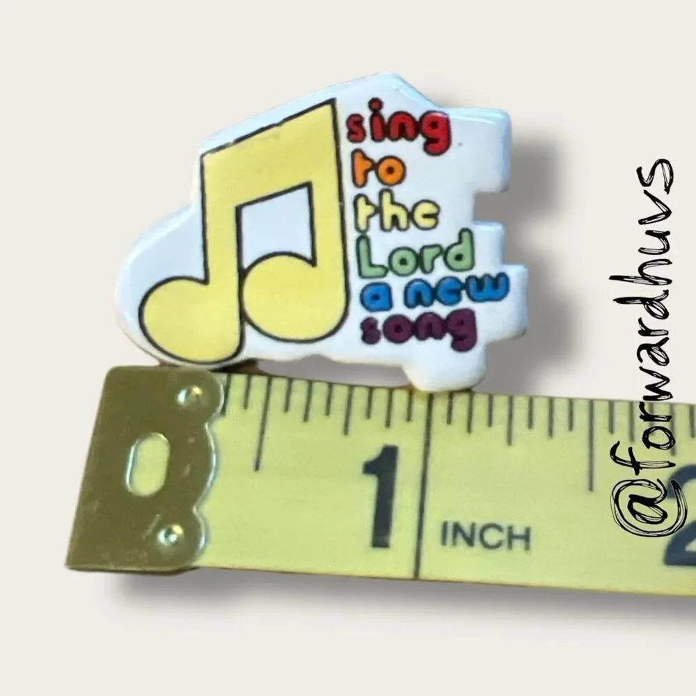 Vintage “Sing to the Lord” Ceramic Pin – Psalm 98:1